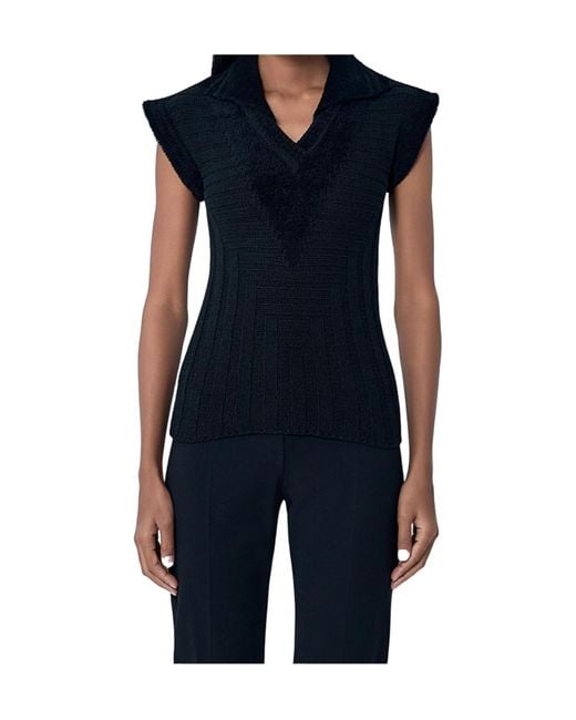 Kiko Kostadinov Blue Quimby Sleeveless Knitted Polo Vest