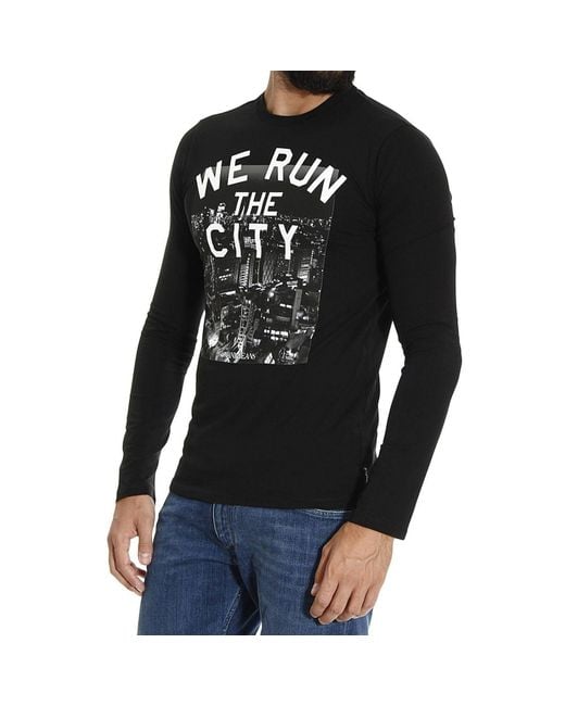 Armani Jeans Black Round Collar And Long-Sleeved T-Shirt for men