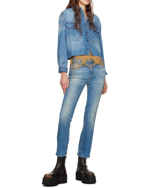 R13 Blue Mid-Rise Flared Jeans