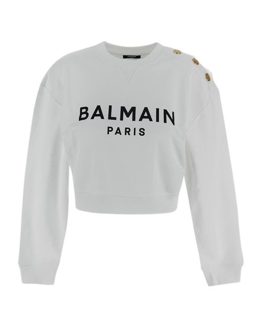 Balmain Gray Logo Printed Sweatshirt