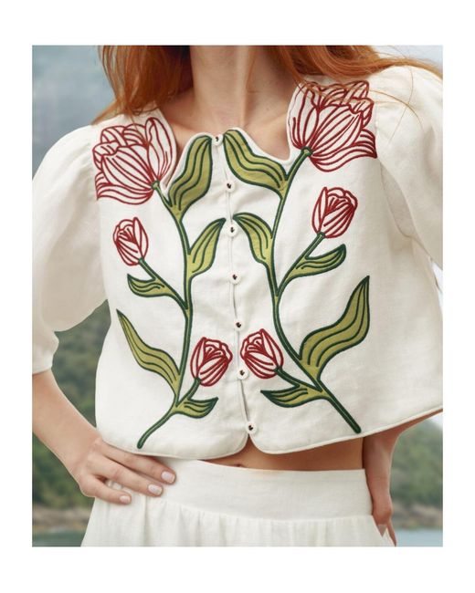 Farm Rio White Floral Top