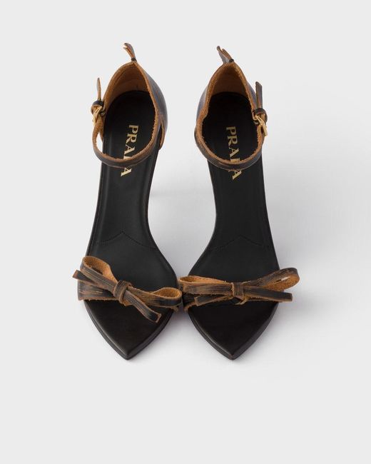 Prada Black Bow Detailed Heeled Sandals
