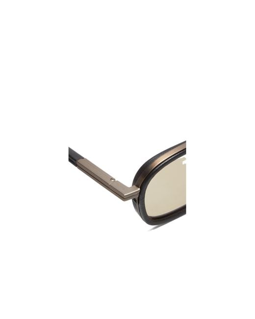 Zegna White Orizzonte I Metal Acetate And Leather Sunglasses