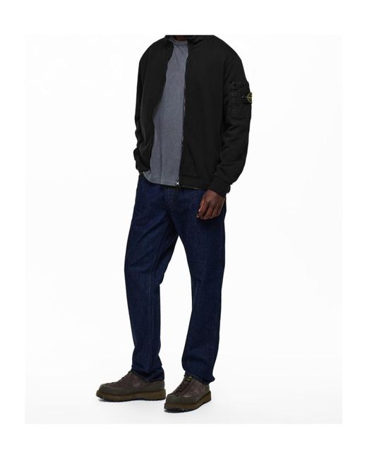 Stone Island Black Logo Zip-Up Sweatshirt for men