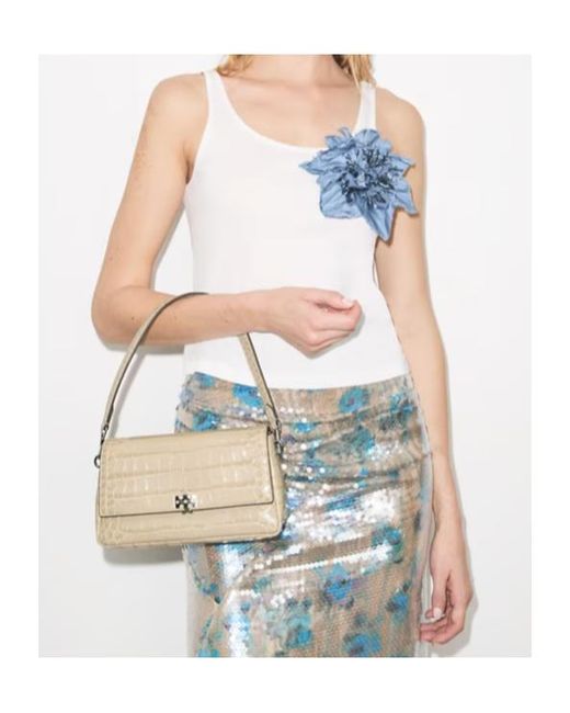 Tory Burch Metallic Small Charlie Embossed Shoulder Bag