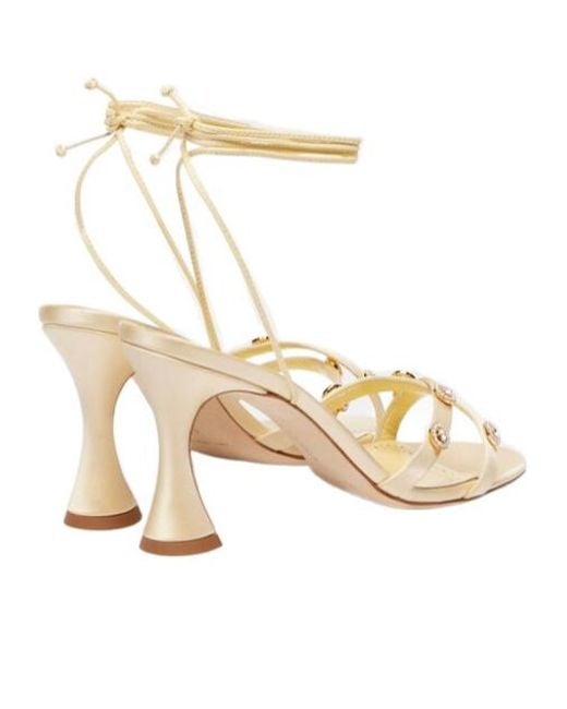 Manolo Blahnik Metallic Embellished Satin Sandals