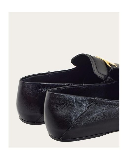 Ferragamo Blue Elaine Leather Loafers