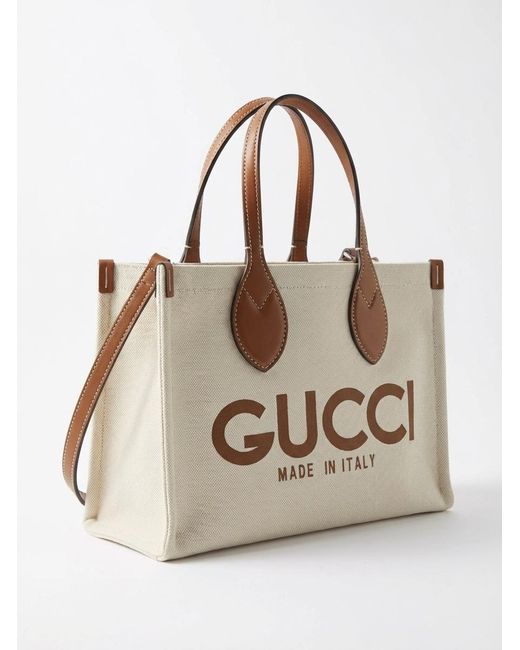Gucci Natural Logo Printed Small Tote Bag