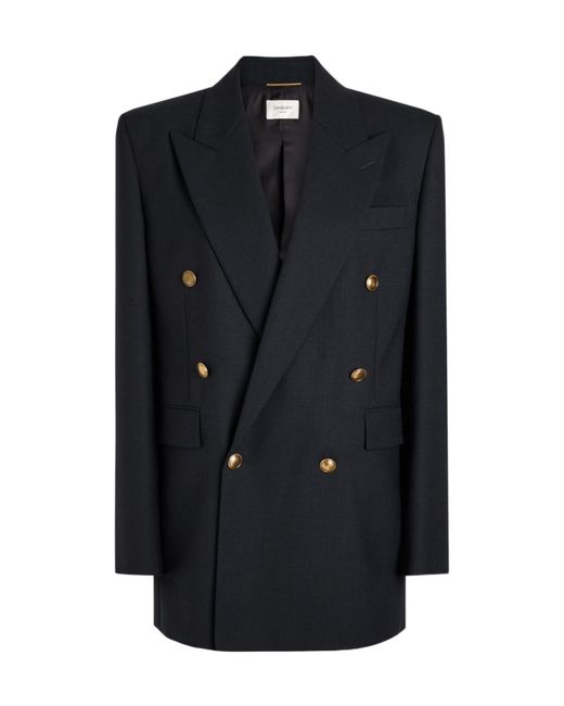 Saint Laurent Black Double-Breasted Wool Blazer