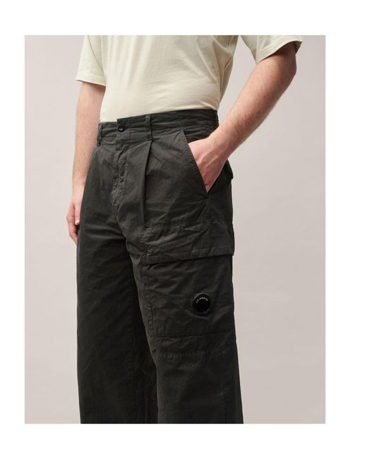 C P Company Black Lens-Detail Cargo Trousers for men