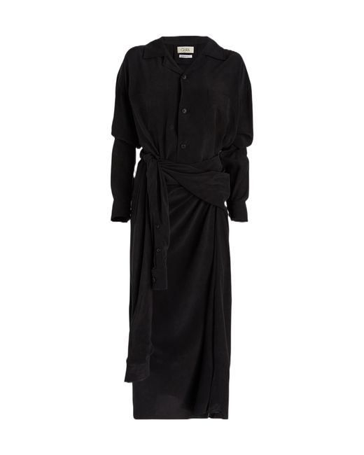 Quira Black Draped Shirt Dress