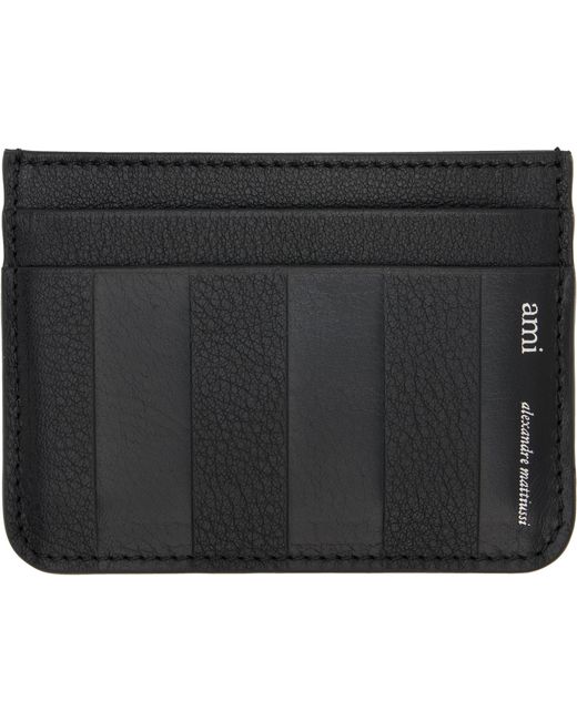 AMI Black Leather Midi Card Holder for men