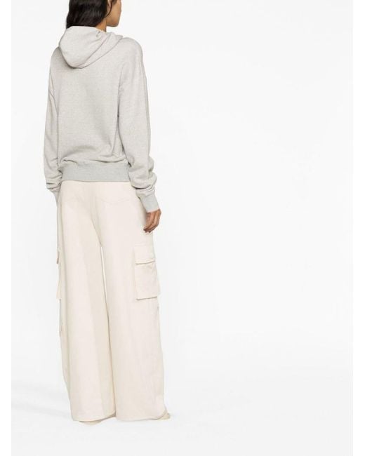 Jil Sander Gray Logo Patch Drawstring Hoodie
