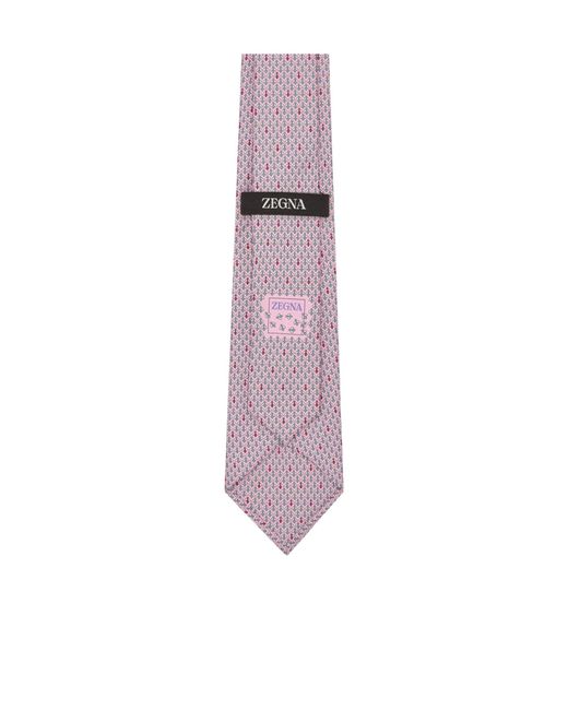 Zegna Purple Bee-Print Silk Tie for men