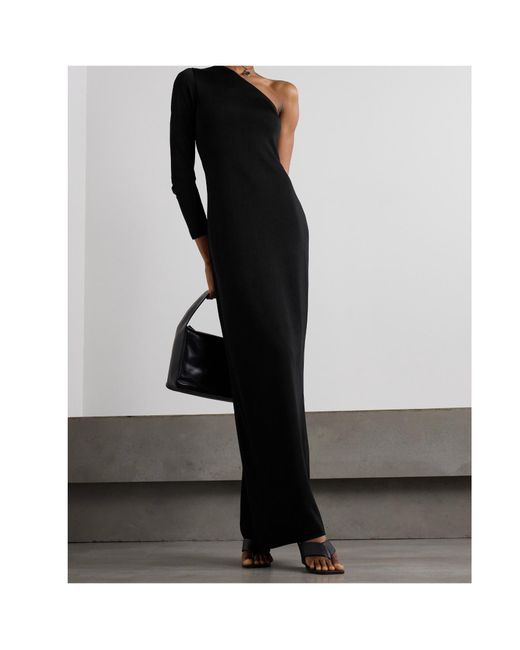 Nili Lotan Black Ranni One-Shoulder Knit Dress