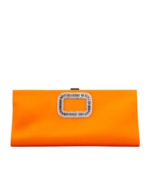 Roger Vivier Orange Buckle Embellished Clutch Bag