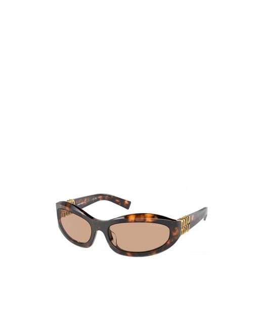Miu Miu White Eyewear Oval-Frame Sunglasses