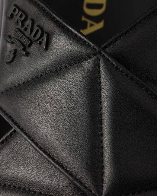 Prada Black Logo-Lettering Quilted Sandals