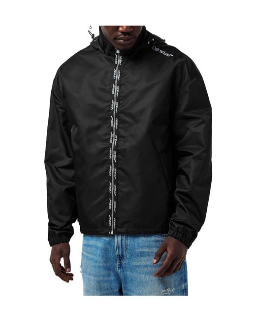 Off-White c/o Virgil Abloh Black Solid Color Windbreaker for men