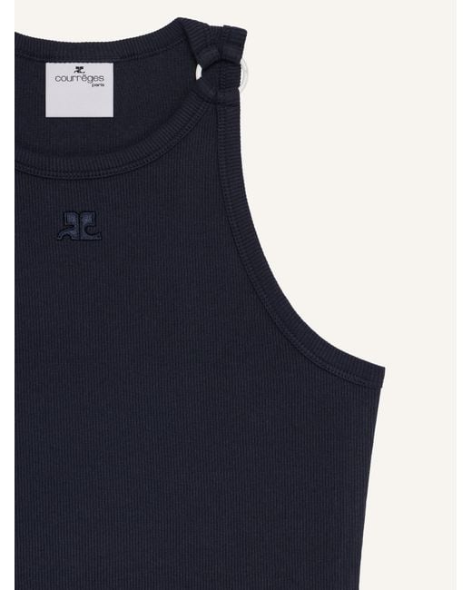 Courreges Blue Buckle-Detail Ribbed-Knit Midi Dress