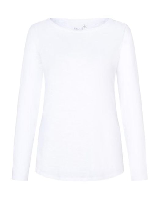 Juvia White Boat Neck Long Sleeve T-Shirt