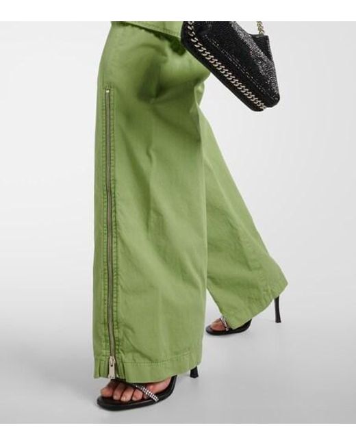 Stella McCartney Green Mid-Rise Cotton Cargo Pants