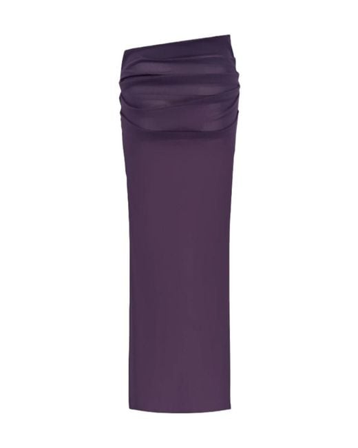 Alex Perry Purple Stretch Mesh High Low Tucked Mini Skirt