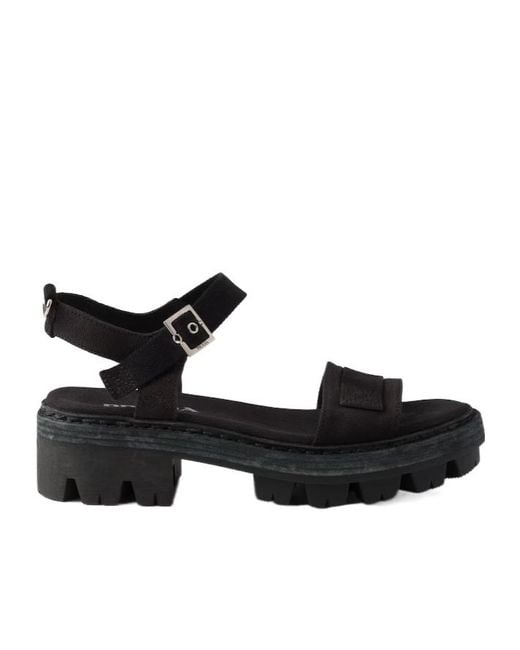 Prada Black Buckle Strap Platform Heeled Sandals