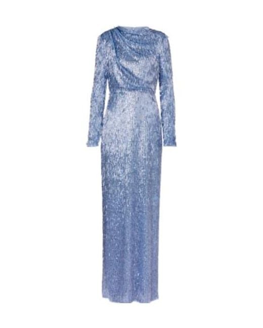 Erdem Blue Draped Embellished Gown