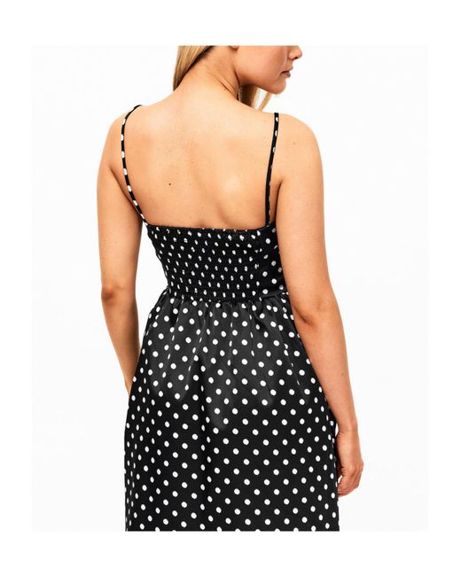 Ganni Black Satin Polka Dot Dress