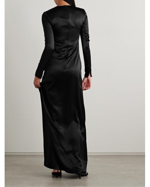 Adam Lippes Black Minimalist Satin Evening Dress