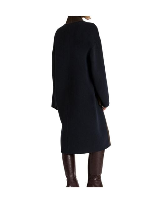 Alberta Ferretti Brown Bicolor Wool And Cashmere Long Coat