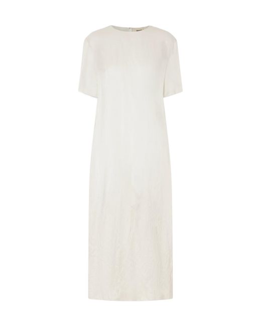 Khaite White Webber Crinkled-Voile Midi Dress