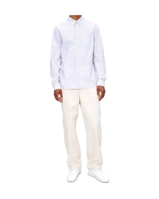 A.P.C. Blue Striped Buttoned Shirt for men