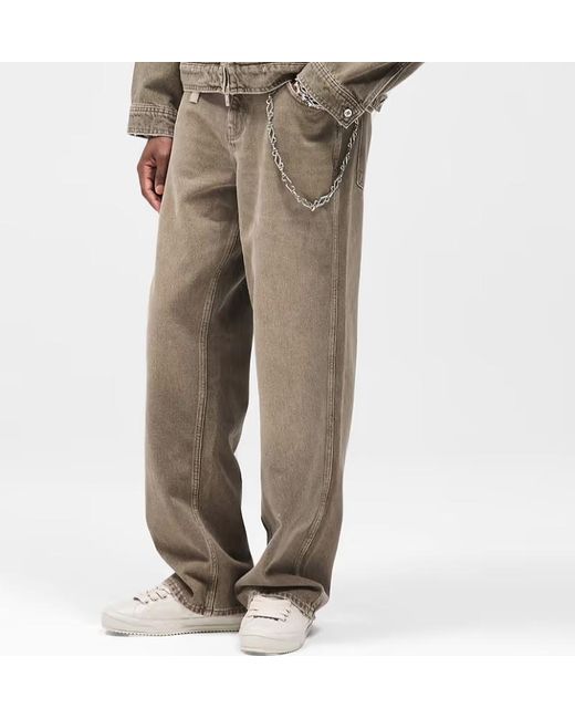 Represent Gray Whiskering Effect Denim Jeans for men