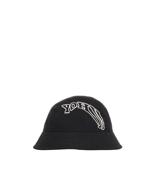 Y-3 Black Logo Embroidered Bucket Hat for men