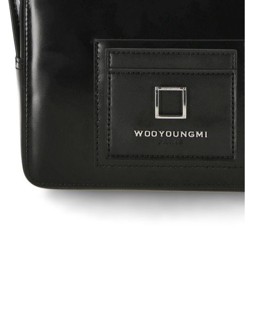 Wooyoungmi Black Patterned Shoulder Bag for men