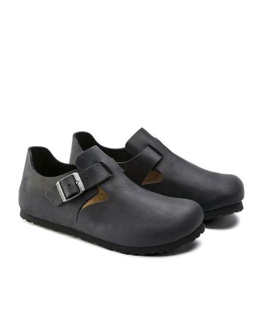 Birkenstock Black London Round Toe Flat Shoes for men
