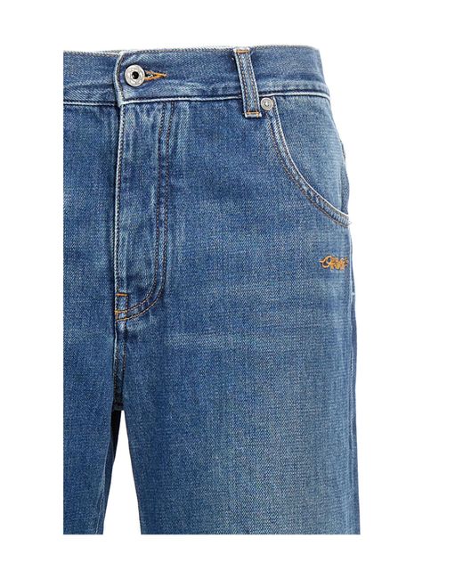 Off-White c/o Virgil Abloh Blue Logo Patch Wide Leg Jeans