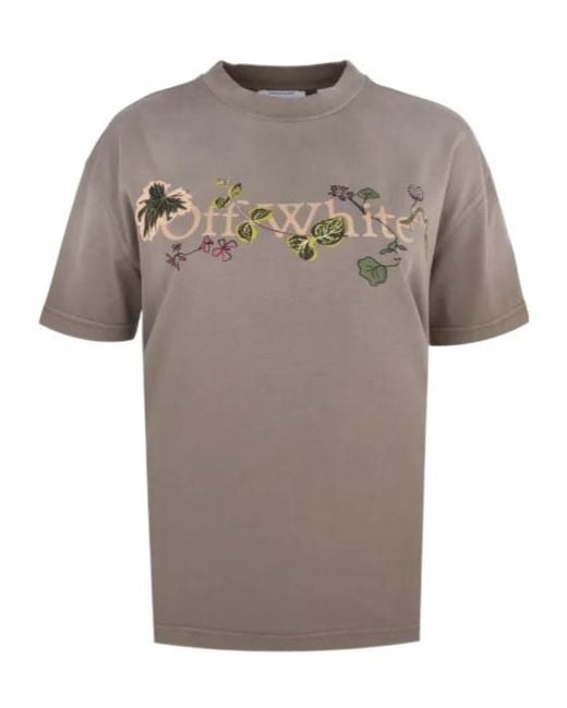 Off-White c/o Virgil Abloh Gray Floral-Print Logo T-Shirt