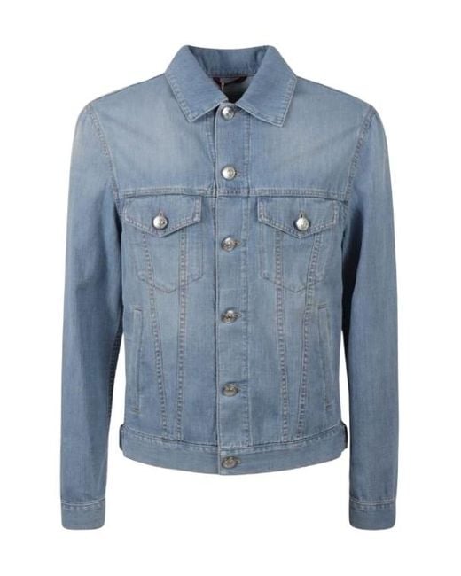 Brunello Cucinelli Blue Long Sleeved Buttoned Denim Jacket for men