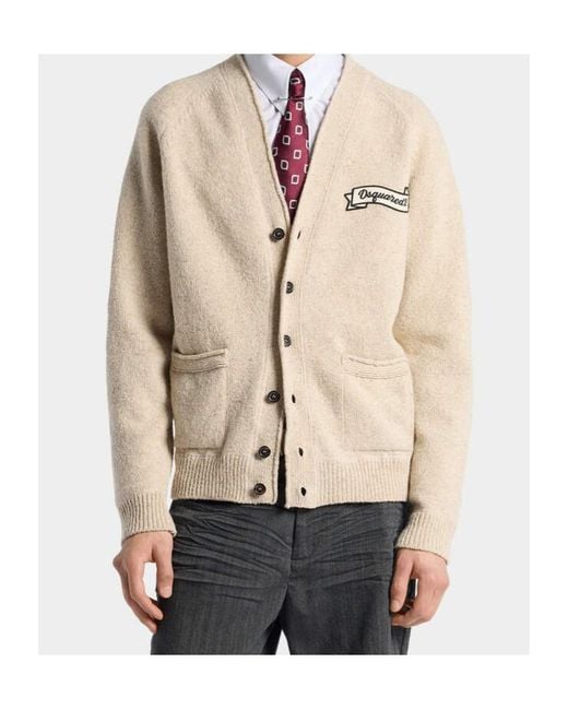DSquared² Natural Logo-Patch Cardigan for men