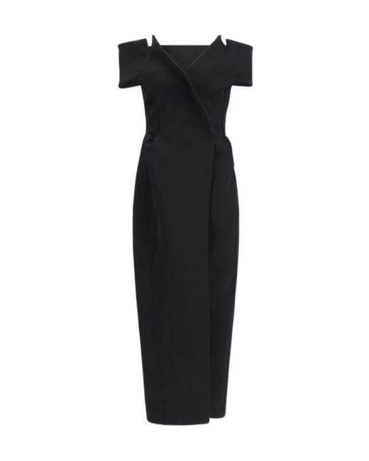Khaite Black Gene Asymmetric Peplum Dress