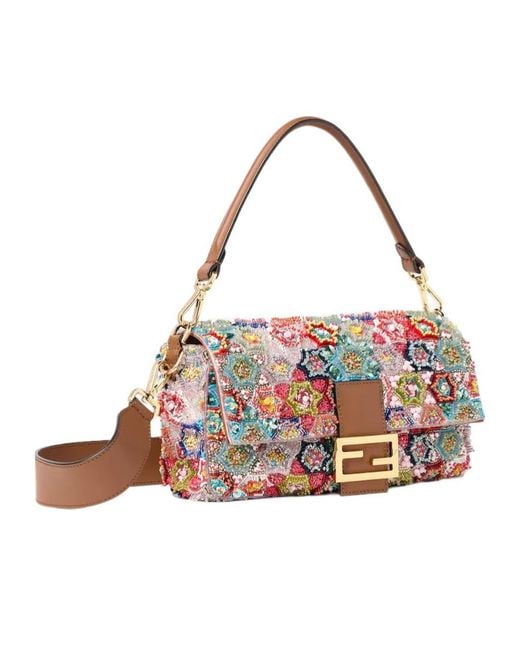 Fendi Multicolor Baguette Bead-Embellished Shoulder Bag