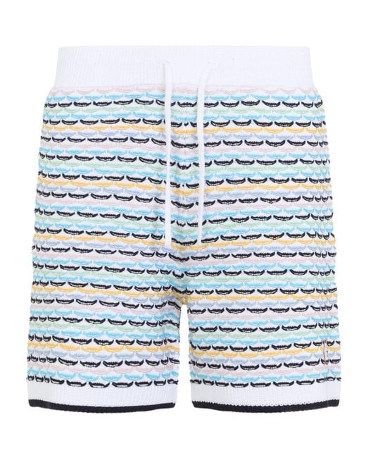 Casablanca Blue Tuck Stitch Knitted Drawstring Shorts for men