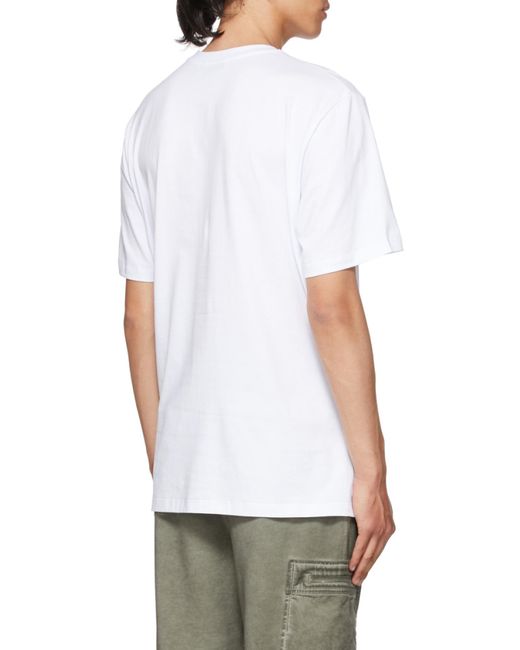 MSGM White Logo Printed Crewneck T-Shirt for men