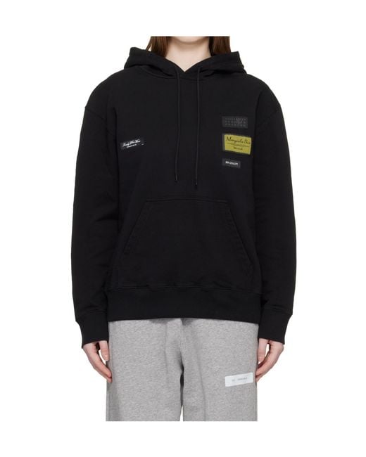 MM6 by Maison Margiela Black Drawstring Patch Hoodie
