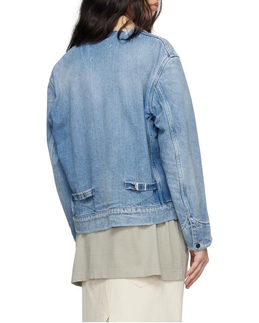 Maison Margiela Blue Zip-Up Denim Bomber Jacket for men