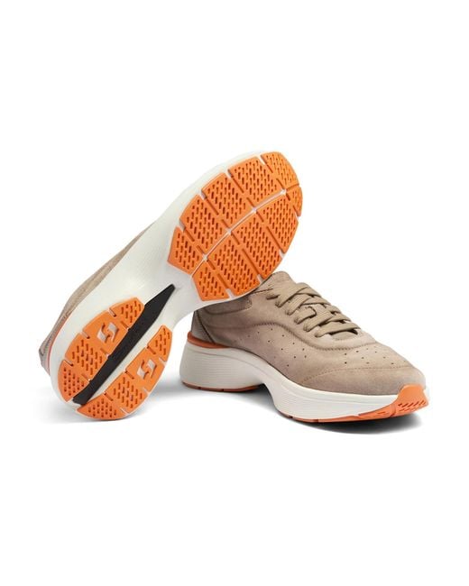 Santoni Brown Round Toe Sneakers for men