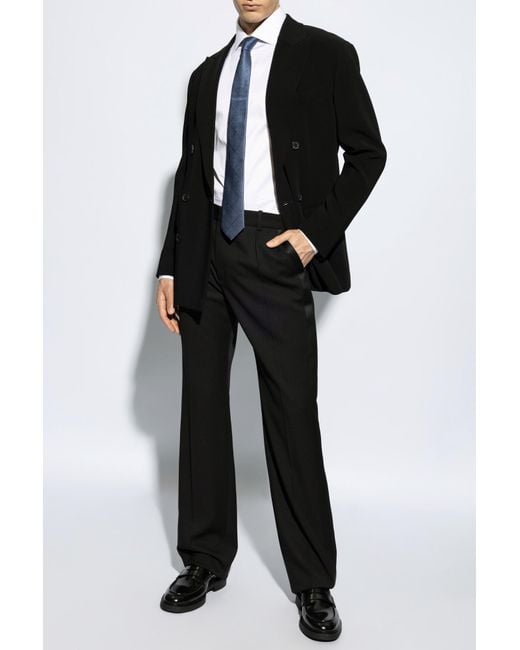 Giorgio Armani White Button-Up Curved Hem Shirt for men